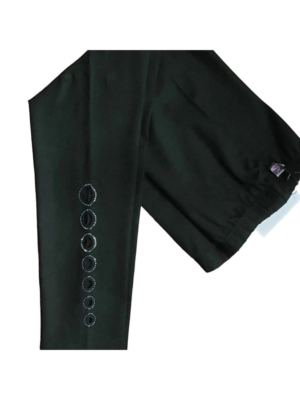 Cotton Blend Solid Black Full Length Elastic Waistband Leggings NWT